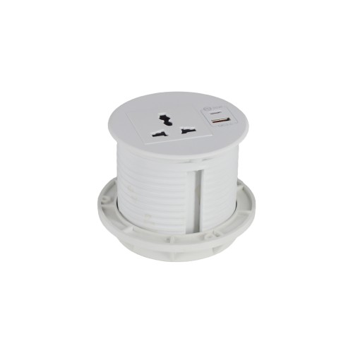 Belcon TS80-White Round Desktop Socket with USB Charger