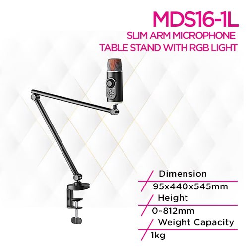 Skill Tech MDS16-1L Slim Arm Microphone Table Stand With...