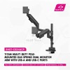 Skill Tech SH87 C024UCP Titan Heavy-Duty Pole-Mounted Gas Spring Monitor Arm With USB-A And USB-C Ports
