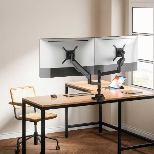 Skill Tech SH87 C024UCP Titan ذراع شاشة غازية شديدة التحمل مثبتة على عمود مع منافذ USB-A و USB-C
