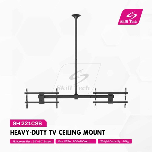 Skill Tech SH 221CSS Heavy-Duty Side-by-Side TV Ceiling Mount