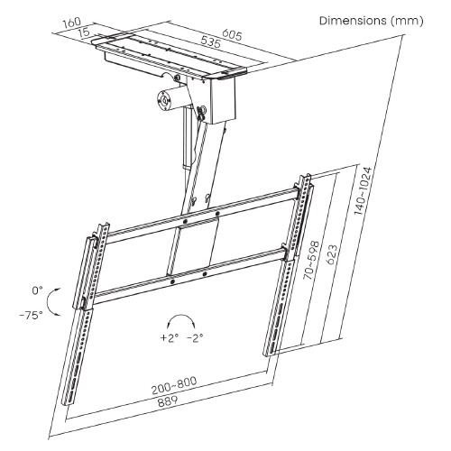 Skill Tech SH M08MW Heavy-Duty Motorized TV Ceiling Mount