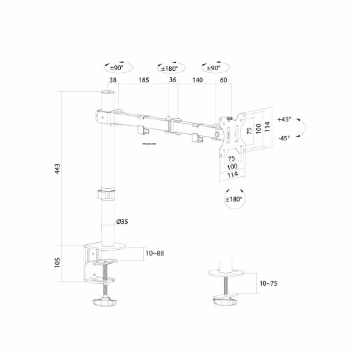 Skill Tech SH070 C013 Single Monitor Economy Articulating Stand