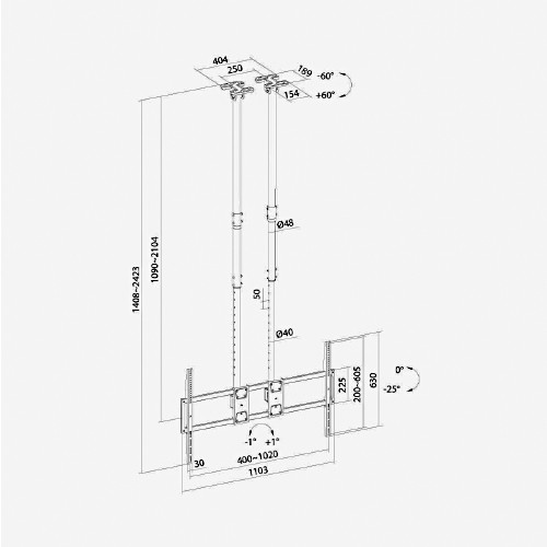 Skill Tech SH 021C Heavy-Duty Ceiling TV Mount