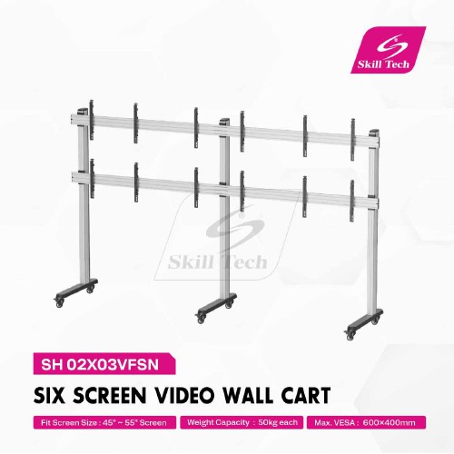 Skill Tech SH 02X03VFSN  عربة حامل أرضية لـ 6 شاشات فيديو