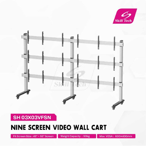 Skill Tech SH 03X03VFSN 9-Screen Video Floor Stand Trolley