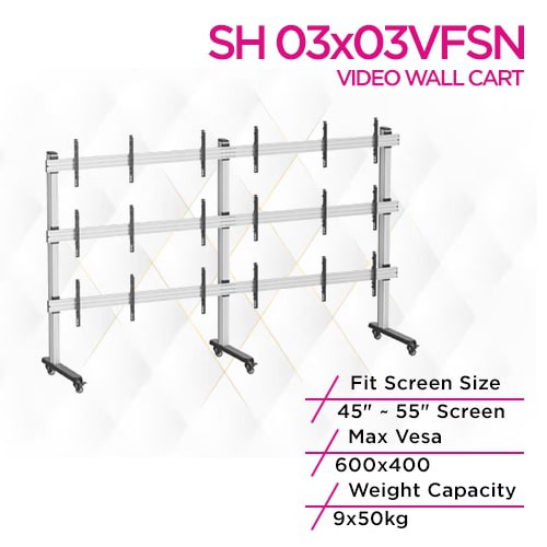 Skill Tech SH 03X03VFSN 9-Screen Video Floor Stand Trolley