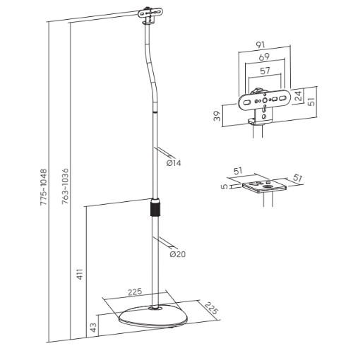 Skill Tech SH SPFS 02 Height-adjustable Metal Satellite Speaker Floor Stand 2pc