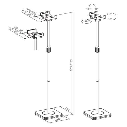 Skill Tech SH SPFS 03 Height-adjustable Metal Universal Speaker Floor Stand 2pc