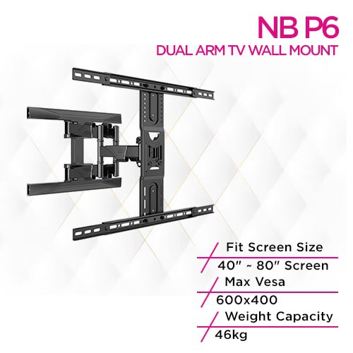 NB P6 Ultra Slim Double Arm Full Motion Tv Wall Mount