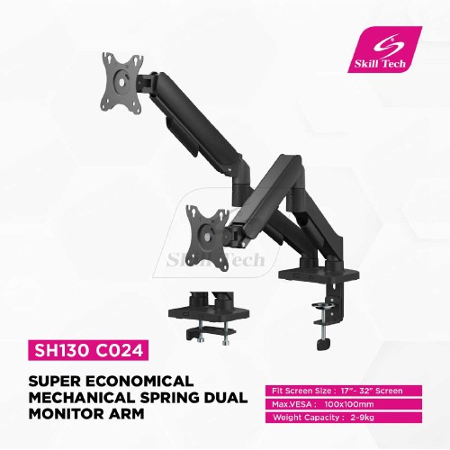 Skill Tech SH 130 C024 Gas Spring Dual Monitor Arm