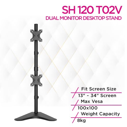 حامل سطح مكتب عمودي مزدوج للشاشة من Skill Tech SH 120 T02V