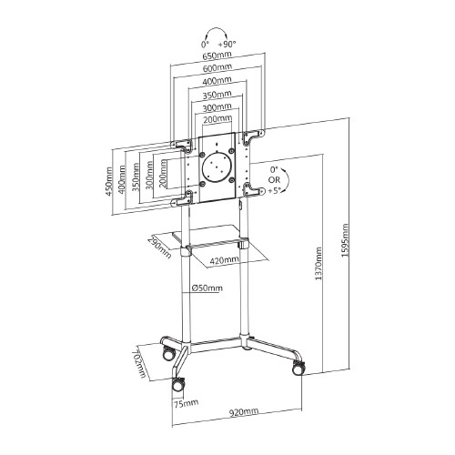 Skill Tech SH 046RMSB Rotatable Interactive Display Trolley Stand