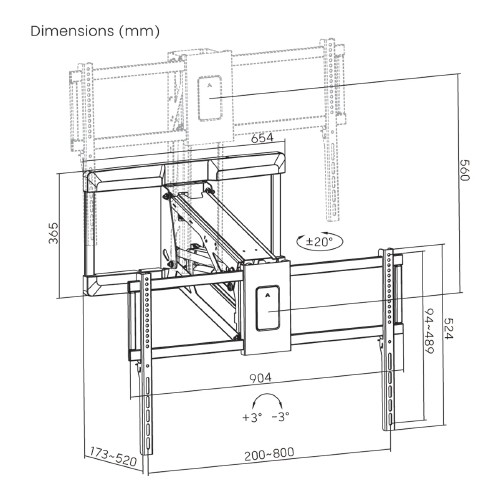 Skill Tech SH 53M 481L Motorized Heavy Duty Mantel Tv Mount