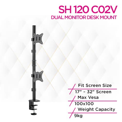حامل شاشة عمودي مزدوج من Skill Tech SH 120 C02V للمكتب