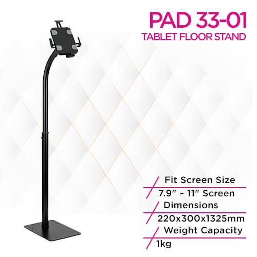 Skill Tech PAD 33-01 Black Anti-theft Height Adjustable Tablet Floor Stand