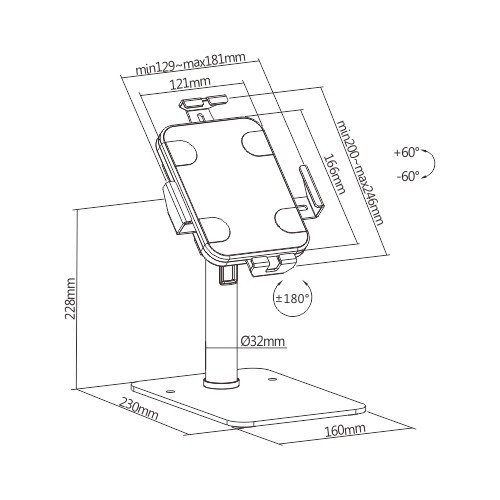 Skill Tech PAD 33-04 Black Anti-theft Tablet Countertop Stand