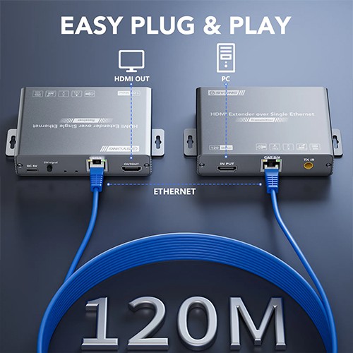 Syong S-EXT-4K-120MB HDMI Extender 120m Thru CAT6 4K With Loop In & Out