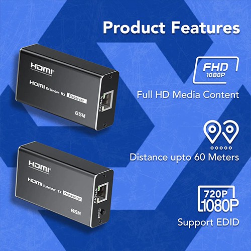 موسع HDMI من سيونغ S-EXT-HD-60MF، يصل طوله إلى 60 مترًا عبر كابل CAT6، يدعم دقة Full HD 1080P