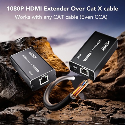 موسع HDMI من سيونغ S-EXT-HD-60MF، يصل طوله إلى 60 مترًا عبر كابل CAT6، يدعم دقة Full HD 1080P