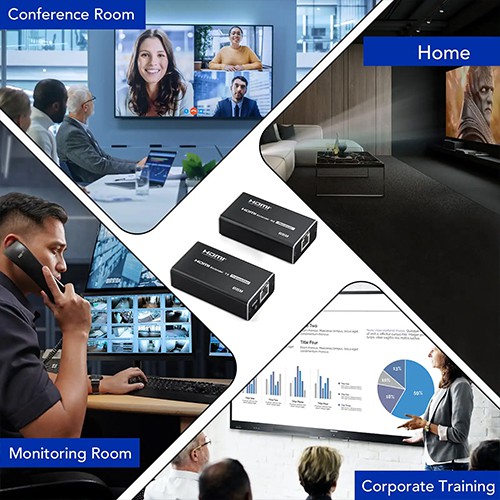 موسع HDMI من سيونغ S-EXT-HD-60MF، يصل طوله إلى 60 مترًا عبر كابل CAT6، يدعم دقة Full HD 1080P