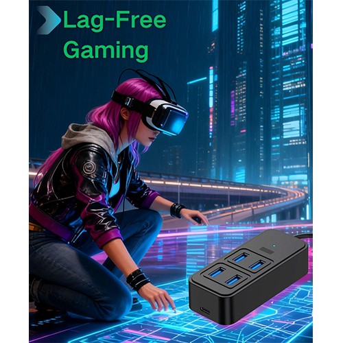 محول USB من Syong طراز S-HB-U-105B ذو 5 منافذ من النوع C، 3.0 PD