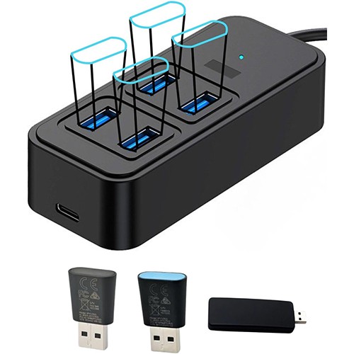 محول USB من Syong طراز S-HB-U-105B ذو 5 منافذ من النوع C، 3.0 PD