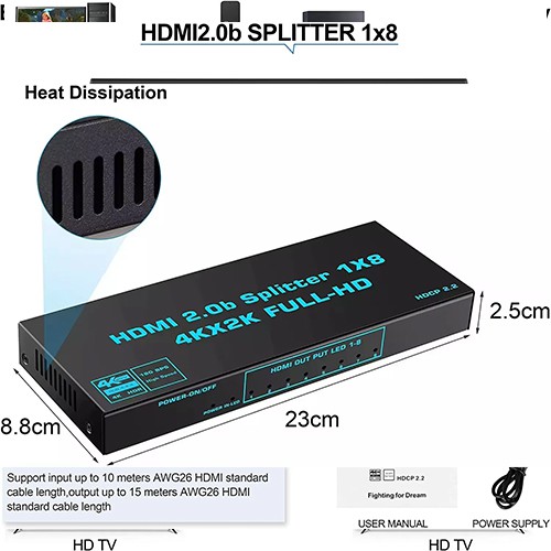 Syong S-SP-4K-108B 4K HDMI Splitter 1x8