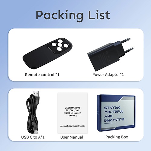 محول Syong S-SW-4K-501B 4K HDMI 5 في 1