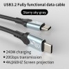 Syong S-TPC-T32B-1M كابل USB 3.2 نوع C 1 متر 20 جيجابايت في الثانية 4K 60 هرتز 240 وات PD