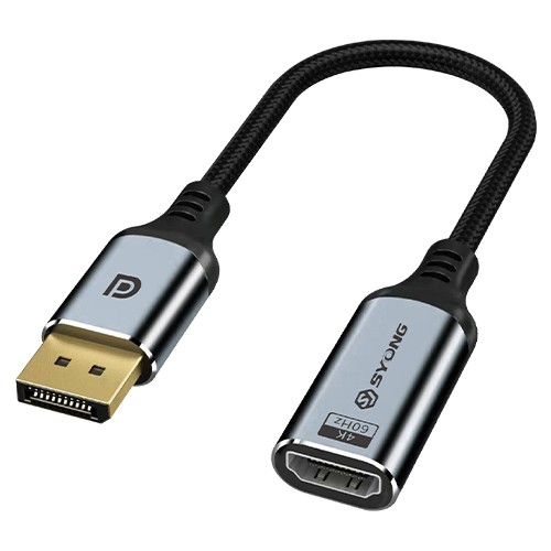 محول Syong S-AT-4K-DH-0.2MC من منفذ العرض الرقمي إلى منفذ HDMI بدقة 4K و60 هرتز الإصدار 2.0