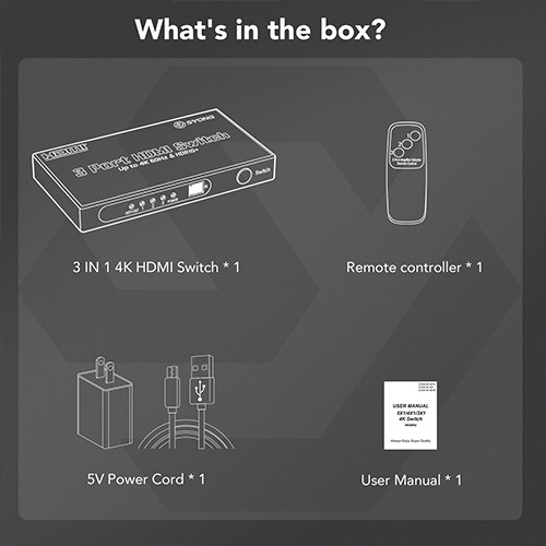 Syong S-SW-4K-301C 4K HDMI Switch 3x1