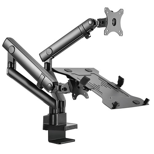 Skill Tech SH 20 C024ML Pole Mounted Gas Spring Assisted Monitor Arm With Laptop Holder