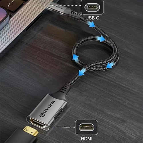 Syong S-AT-8K-HTC-0.25M Type C To HDMI Adapter 8K-60Hz 4K-120Hz
