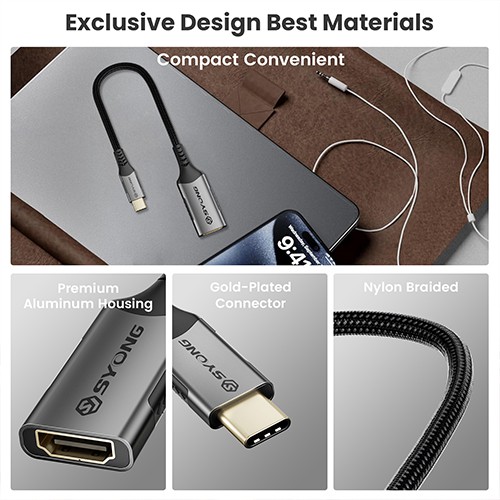Syong S-AT-8K-HTC-0.25M Type C To HDMI Adapter 8K-60Hz 4K-120Hz