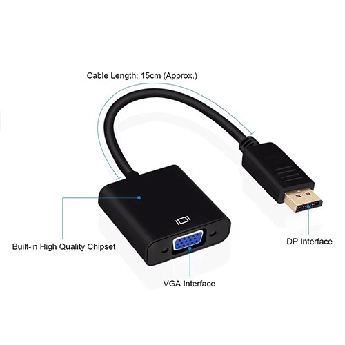Syong S-AT-HD-DV-0.2M DP TO VGA Adapter 1080P 60Hz