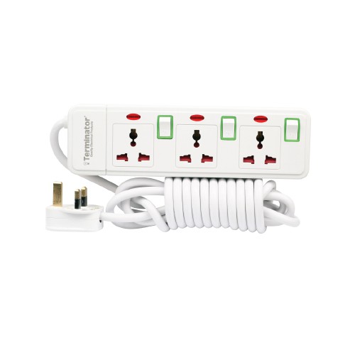 Terminator TPB 413N-3M 3way 3MTR Universal Power Extension With Individual Switch