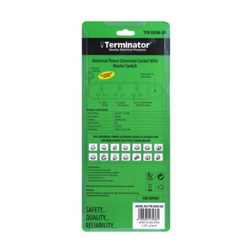 Terminator TPB 583M-2M 3way 2mtr Universal Power Extension (Made In Malaysia)