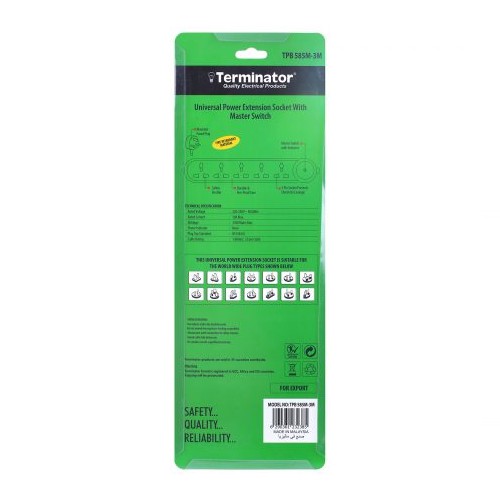 Terminator TPB 585M-3M 5way 3mtr Universal Power Extension (Made In Malaysia)