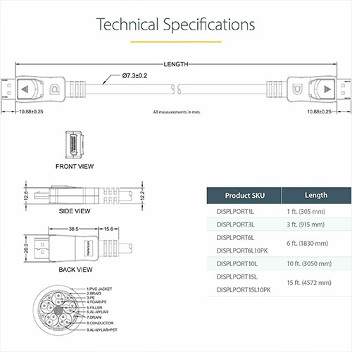 سيونج S-DP-D12 كابل DP 1.2 فولت 4 كيه 60 هرتز