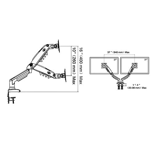 North Bayou NB F160Premium Dual Monitor Mechanical Gas Spring Monitor Arm