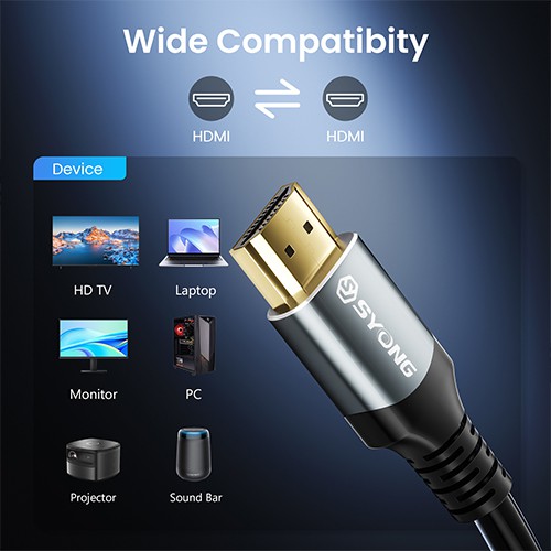 كابل HDMI من Syong UHD 2.0V 4K 60 هرتز
