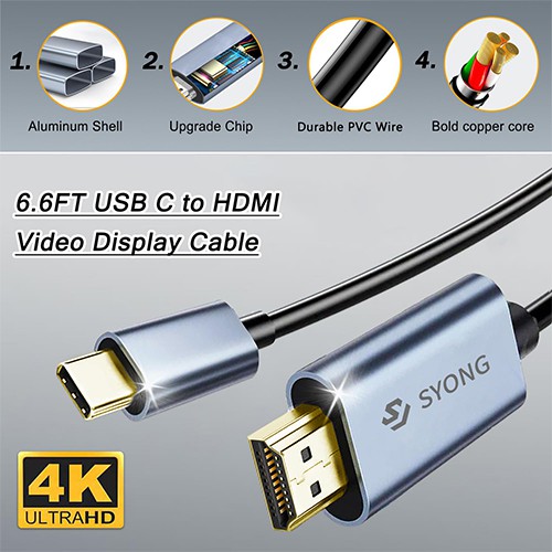 Syong Type-C To HDMI Cable 4K@60Hz