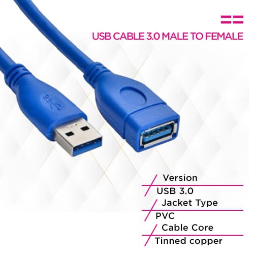 كابل USB 3.0 من Syong طراز S-U-U30-A2، ذكوري إلى أنثوي