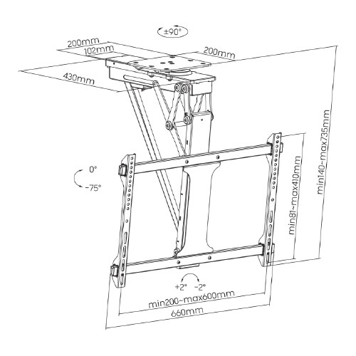 Skill Tech SH M5406RS Flip Down Motorized TV Ceiling Mount