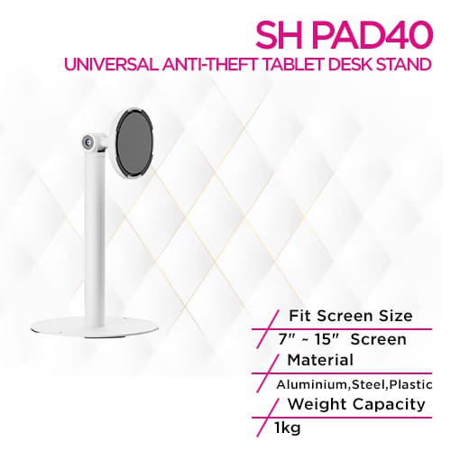 حامل مكتبي عالمي مضاد للسرقة للأجهزة اللوحية من Skill Tech SH PAD40