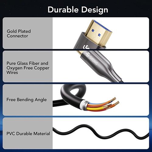 كابل HDMI من الألياف الضوئية من Syong AOC 2.1 فولت 8K 60 هرتز