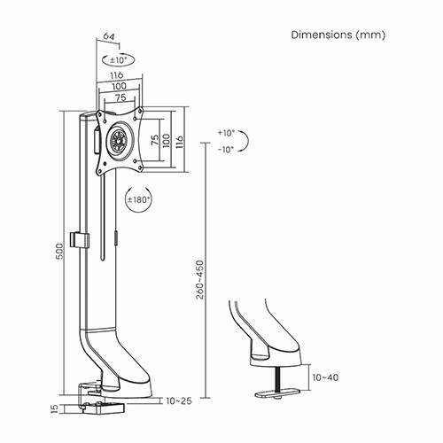 Skill Tech LDT21-C01 Single Screen Sit-Stand Workstation Compatible Monitor Arm