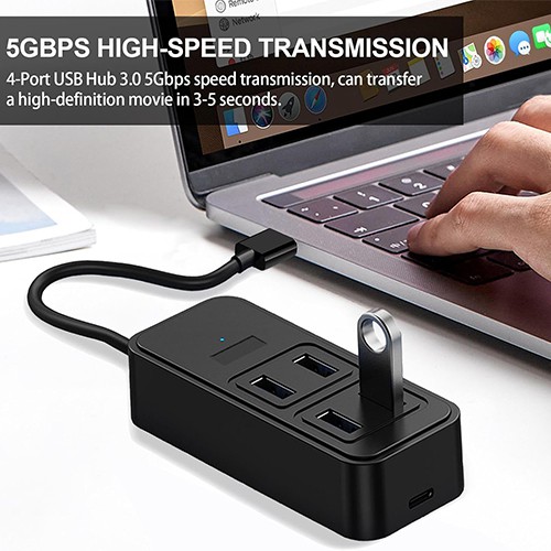 محول USB من Syong طراز S-HB-U-105B ذو 5 منافذ من النوع C، 3.0 PD