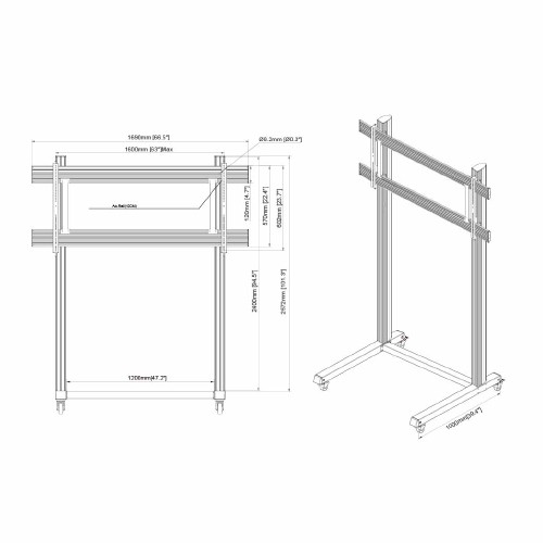 حامل أرضي للتلفزيون من طراز Skill Tech SH 1600FS، كبير الحجم ومخصص للاستخدام المكثف